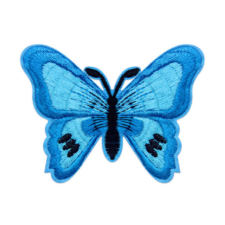 Écussons Papillons Brodés Thermocollants - Lot de 6 pièces - couleur Bleu