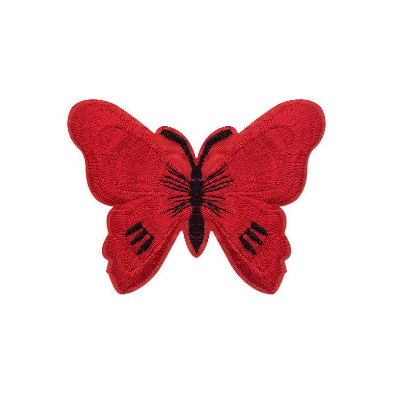 Écussons Papillons Brodés Thermocollants - Lot de 6 pièces - couleur Rouge