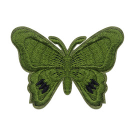 Écussons Papillons Brodés Thermocollants - Lot de 6 pièces - couleur Vert Kaki