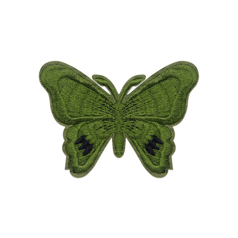 Écussons Papillons Brodés Thermocollants - Lot de 6 pièces - couleur Vert Kaki