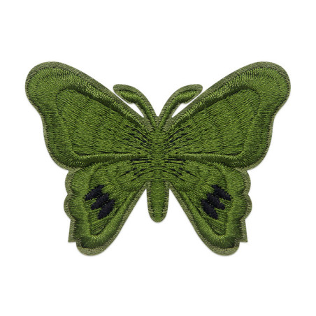 Écussons Papillons Brodés Thermocollants - Lot de 6 pièces - couleur Vert Kaki