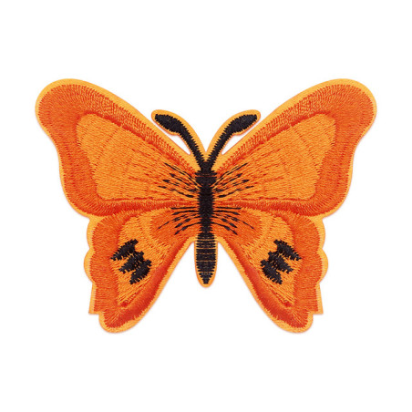 Écussons Papillons Brodés Thermocollants - Lot de 6 pièces - couleur Orange