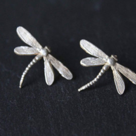 Petites Boucles d'oreilles Libéllule Vintage couleur Argent