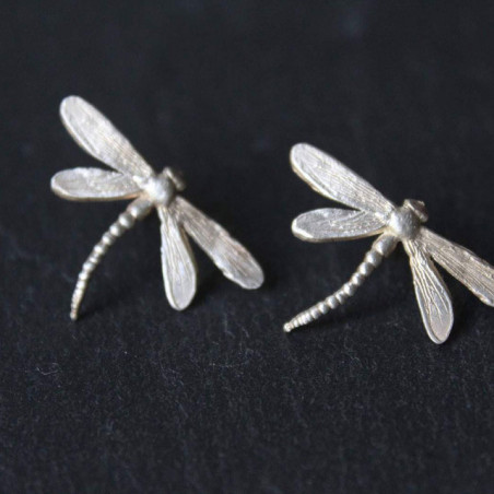 Petites Boucles d'oreilles Libéllule Vintage couleur Argent