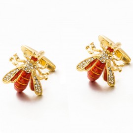 Boutons de manchette de chemise abeille en métal et cuivre - Modèle 1