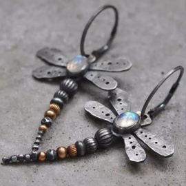 Boucles d'oreilles Pendantes Libéllule Design Metal Vintage