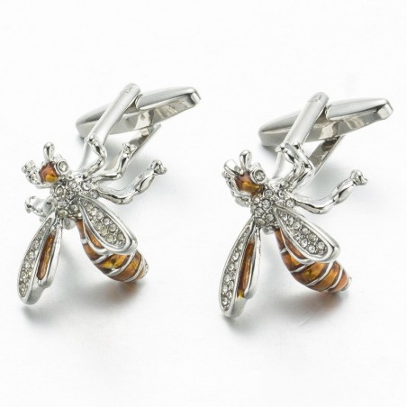 Boutons de manchette de chemise abeille en métal et cuivre - Modèle 2
