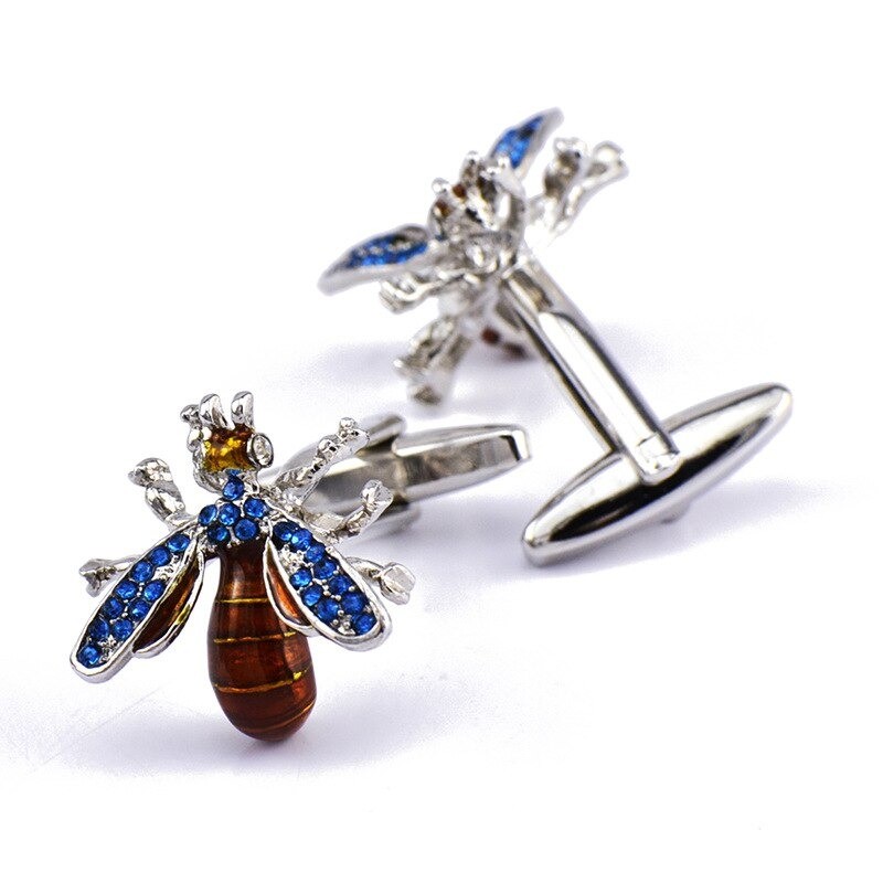 Boutons de manchette de chemise abeille en métal et cuivre - Modèle 3
