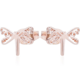 Boucles d'oreilles Libéllule Design Minimaliste en Acier inoxydable Couleur Or Rose