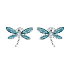 Magnifiques Boucles d'oreilles Libéllule Bleue en Argent Sterling 925