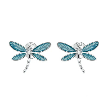 Magnifiques Boucles d'oreilles Libéllule Bleue en Argent Sterling 925