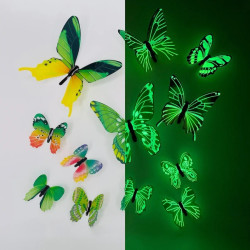 Sticker Mural Papillon 3D Fluorescents dans le noir couleur vert