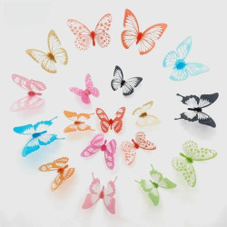 Autocollant mural papillon en cristal 3D - Lot de 18 pièces aux motifs délicats modèle 3