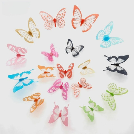 Autocollant mural papillon en cristal 3D - Lot de 18 pièces aux motifs délicats modèle 3