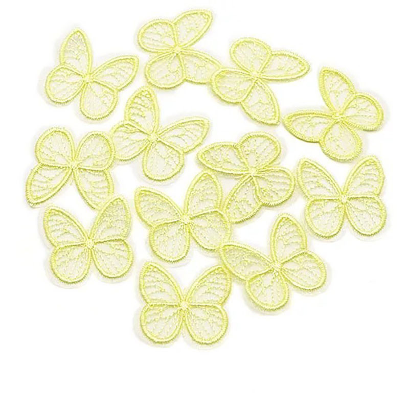 Jaune Écussons Papillons Ailes Papillon Brodés en Maille - Lot de 20 pièces - 9 couleurs au choix