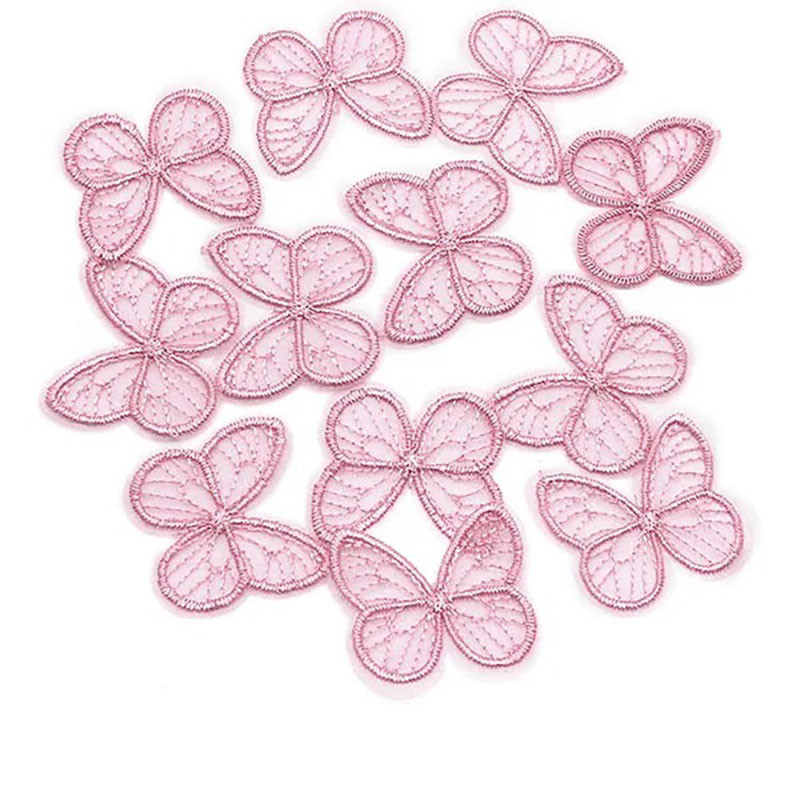 Rose Écussons Papillons Ailes Papillon Brodés en Maille - Lot de 20 pièces - 9 couleurs au choix