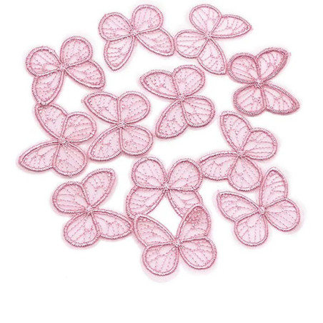 Rose Écussons Papillons Ailes Papillon Brodés en Maille - Lot de 20 pièces - 9 couleurs au choix