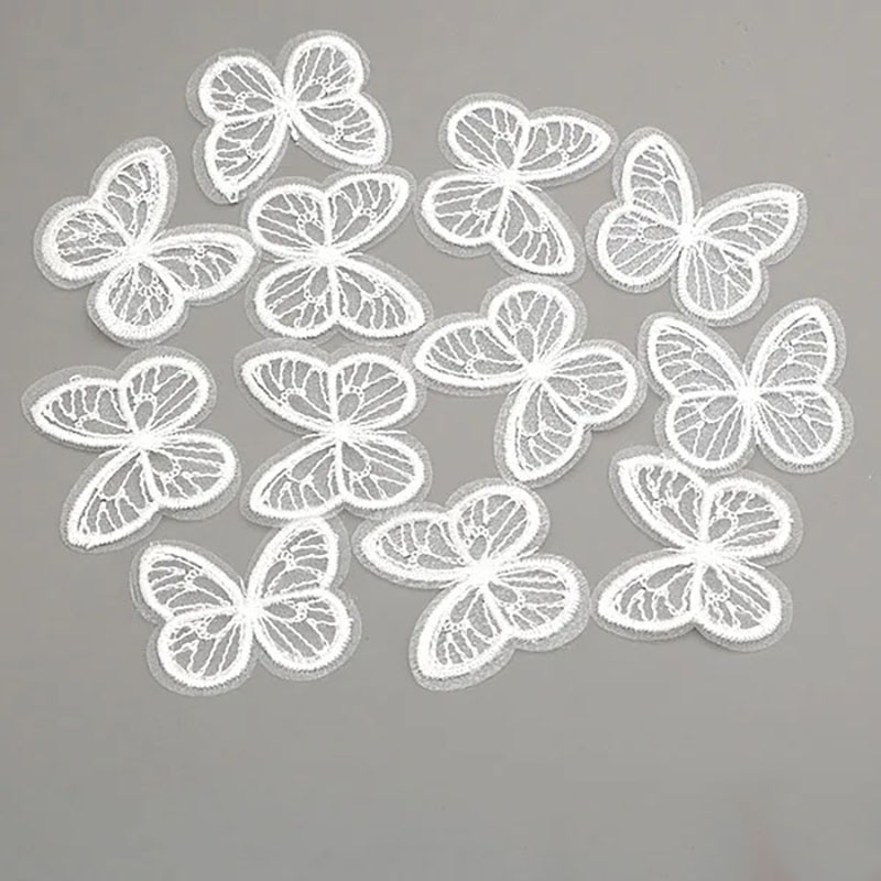 Blanc Écussons Papillons Ailes Papillon Brodés en Maille - Lot de 20 pièces - 9 couleurs au choix