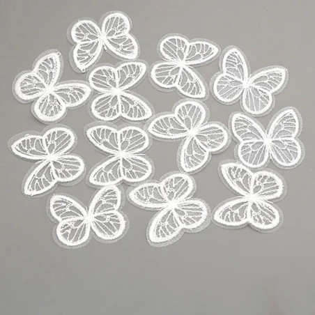 Blanc Écussons Papillons Ailes Papillon Brodés en Maille - Lot de 20 pièces - 9 couleurs au choix