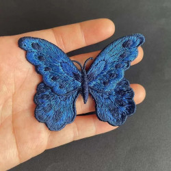 Écussons à coudre en forme de papillon brodé double couche - 5 ou 10 pièces couleur Bleu