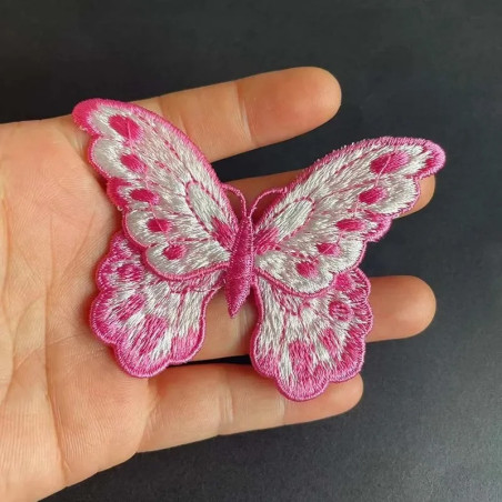 Écussons à coudre en forme de papillon brodé double couche - 5 ou 10 pièces  couleur Rose
