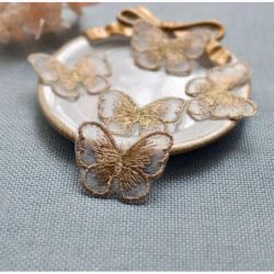 Or Patch Papillon en dentelle brodée 5cm x4cm - Lot de 5 pièces!