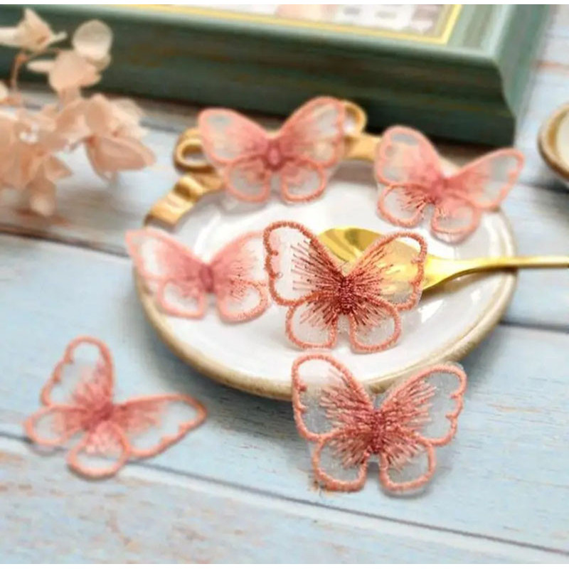 Rose Patch Papillon en dentelle brodée 5cm x4cm - Lot de 5 pièces!