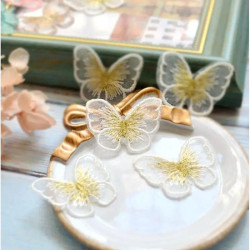 Blanc Patch Papillon en dentelle brodée 5cm x4cm - Lot de 5 pièces!