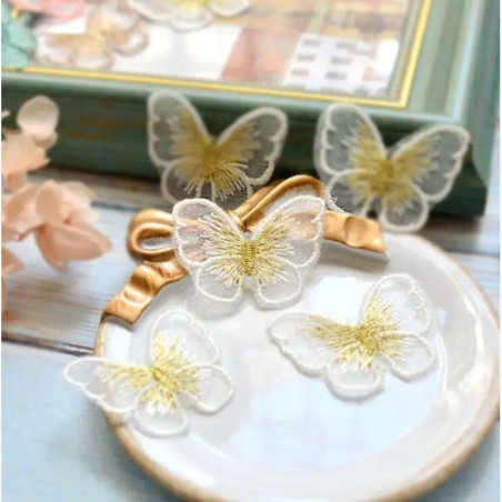 Blanc Patch Papillon en dentelle brodée 5cm x4cm - Lot de 5 pièces!