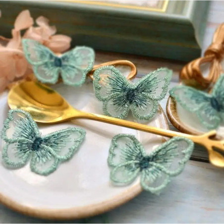 Vert Patch Papillon en dentelle brodée 5cm x4cm - Lot de 5 pièces!