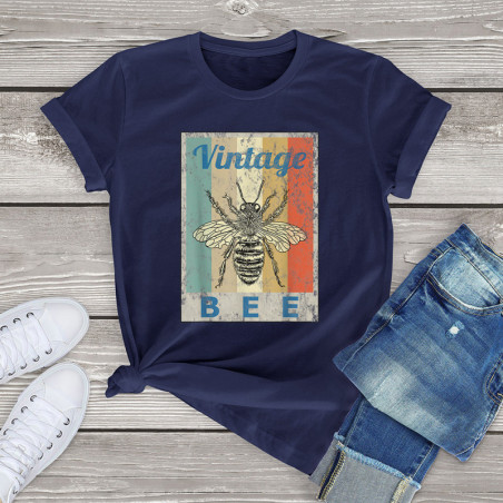 T-shirt Abeille BEE Vintage bleu marine
