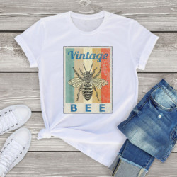 T-shirt Abeille BEE Vintage Blanc