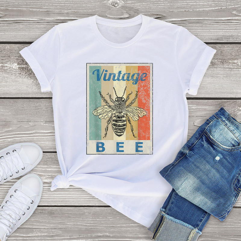 T-shirt Abeille BEE Vintage Blanc
