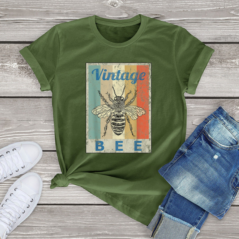 T-shirt Abeille BEE Vintage Vert Kaki