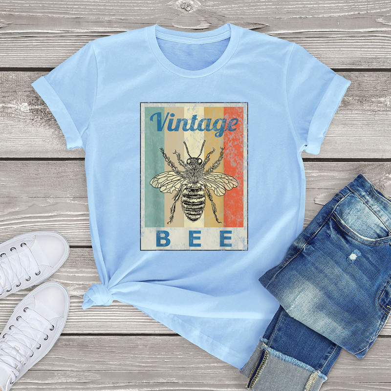 T-shirt Abeille BEE Vintage Bleu Ciel