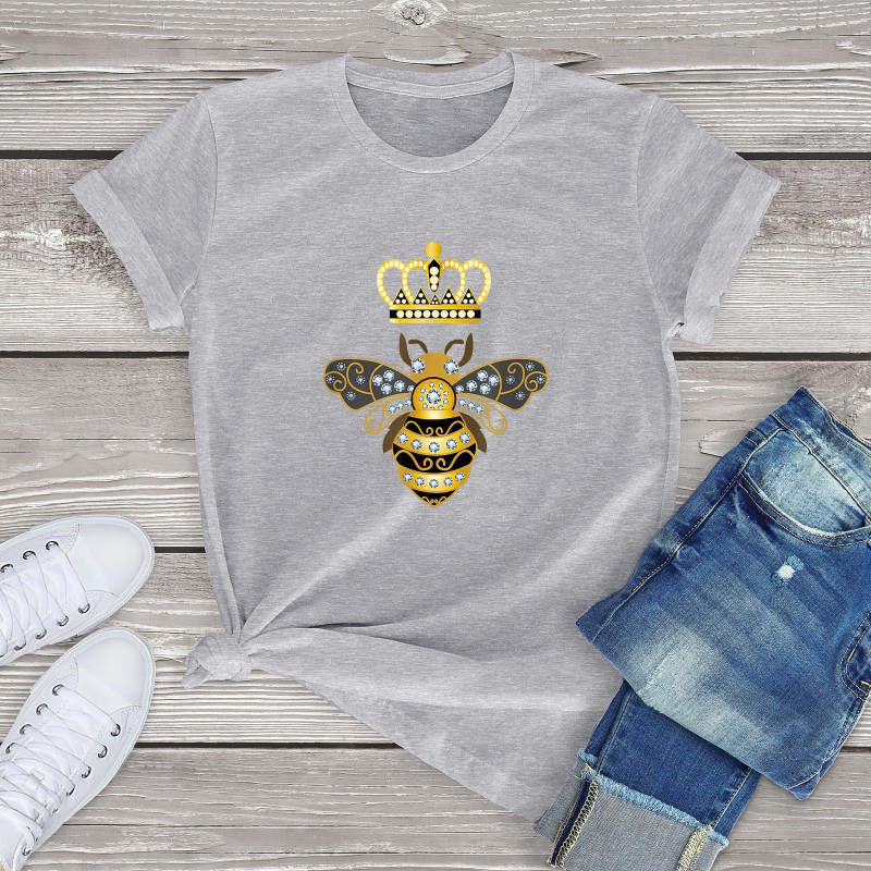 T-shirt Abeilles pour femme Reine des Abeilles Couleur Gris Clair