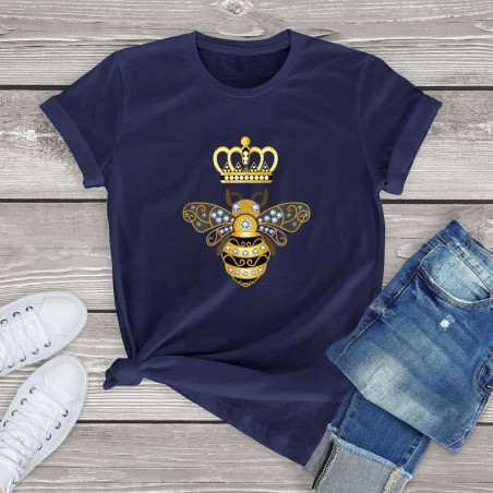 T-shirt Abeilles pour femme Reine des Abeilles Couleur Bleu marine