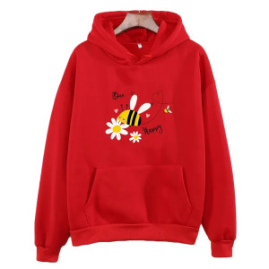 Hoodie Bee Happy abeille animée - modèle rouge
