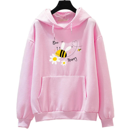 Hoodie Bee Happy abeille animée - modèle rose