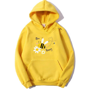 Hoodie Bee Happy abeille animée - modèle jaune