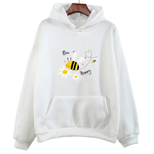 Hoodie Bee Happy abeille animée - modèle blanc