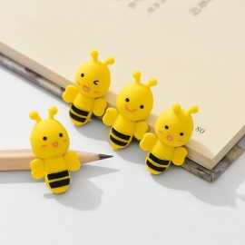 lot de 4 Gommes à crayon petite abeille jaune