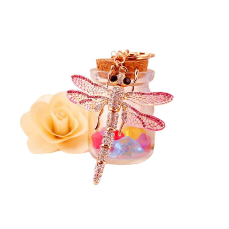 Vue générale Porte-clés Libéllule en cristal couleur Rose