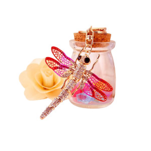 Vue générale Porte-clés Libéllule en cristal couleur Rouge