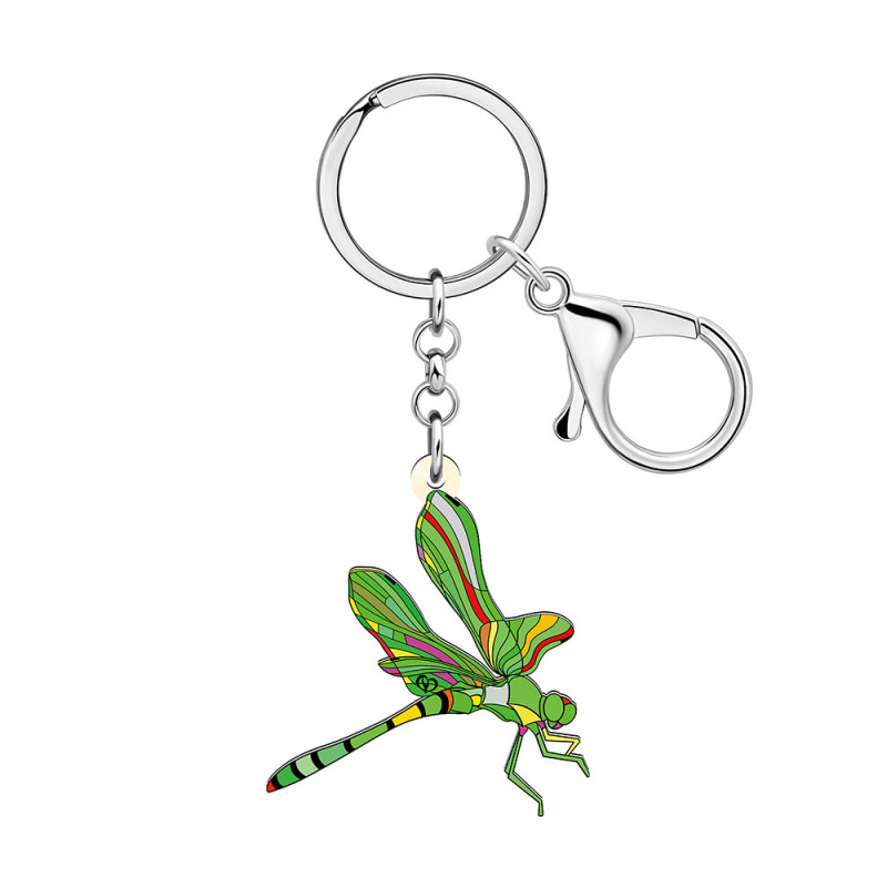 Porte-clés Libéllule Volante en Acrylique Coloré couleur Vert