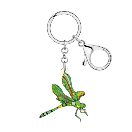 Porte-clés Libéllule Volante en Acrylique Coloré couleur Vert