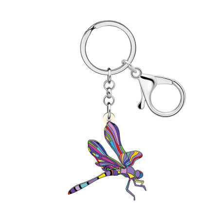 Porte-clés Libéllule Volante en Acrylique Coloré couleur Violet