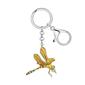 Porte-clés Libéllule Volante en Acrylique Coloré couleur Jaune