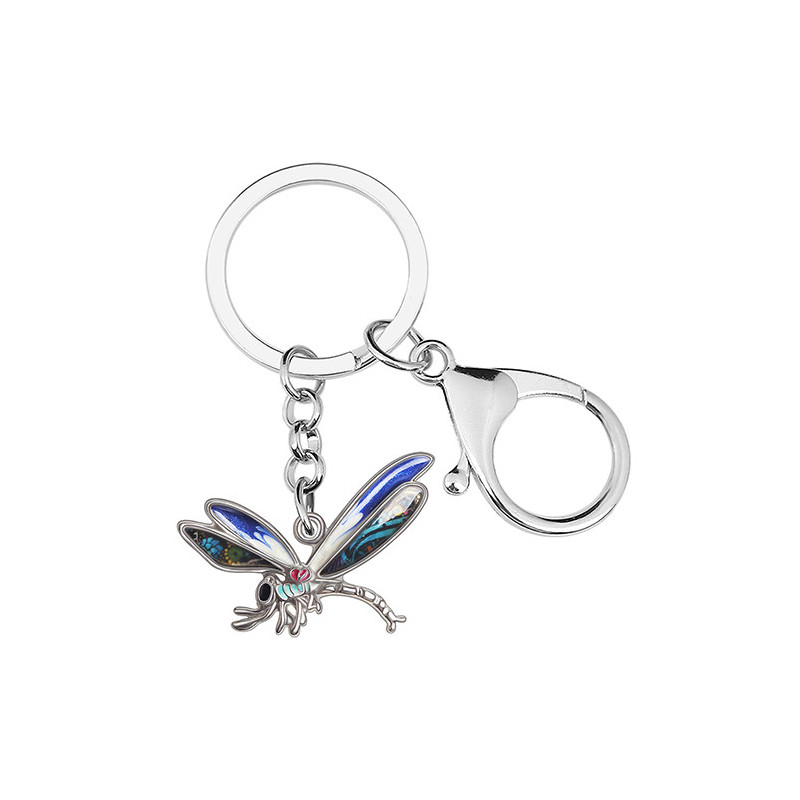 Porte-clés Libéllule en émail Couleur couleur BLeu