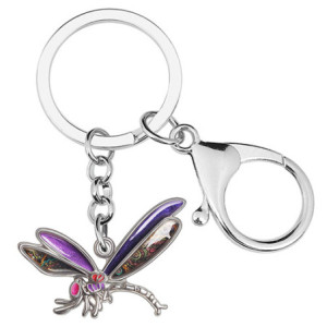 Porte-clés Libéllule en émail Couleur couleur Violet